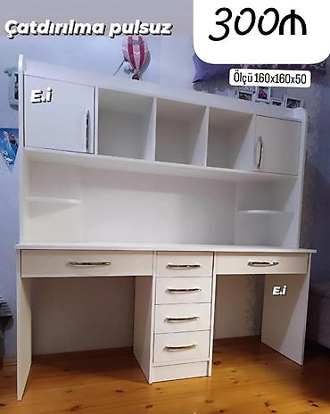 is stolu: Düz masa, Polkalı, Siyirməli, MDF, Zəmanətsiz, Kredit yoxdur — 1