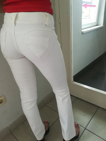 lanene pantalone za zene: Extra bele farmerice extra model i kvalitet uvoz Turska br S-M