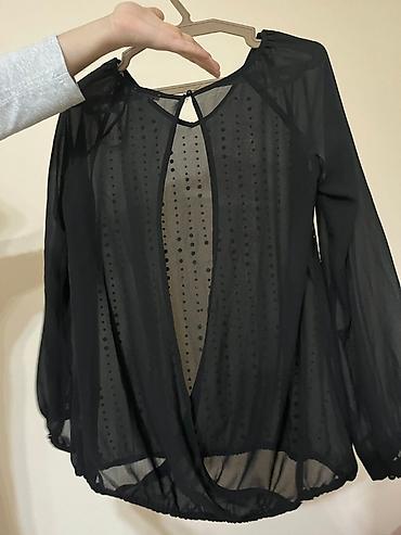 Qadın şifon bluz - Rəng: qara - Material: nazik, şəffaf şifon -