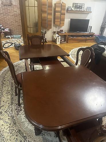 Masa ve stul 4 eded, acilib baglanandi fistiqdan yigilib, 1.80 m