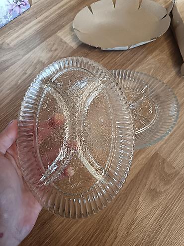 sufre dekoru: Şüşə oval qablar – 2 ədəd set - Material: şəffaf şüşə - Forma: oval - — 2