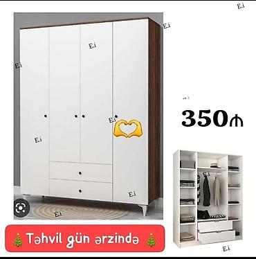kitab skafi: Yeni, 4 qapılı, Siyirməli, Ağ, Açılan, Düz dolab — 1