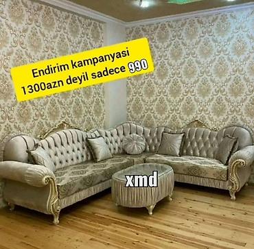 divanlar kunc: Klassik üslubda L formalı künc divan dəsti - Zərif kapitone işləməli — 1