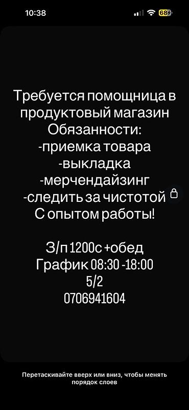 помощник в магазин: Вакансия: помощница в продуктовый магазин Обязанности: - приемка — 2