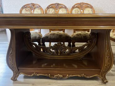 madeyra mebel stol stul: Qonaq otağı üçün, İşlənmiş, Açılan, Dördbucaq masa, 8 stul, Malayziya