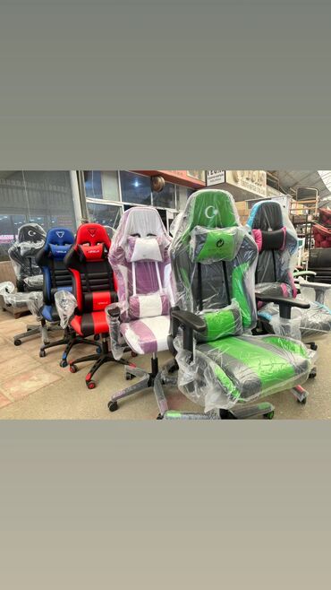 Ofis və oyun kresloları: Yeni, Təkərli, Qolları tənzimlənir, Dəri — 10