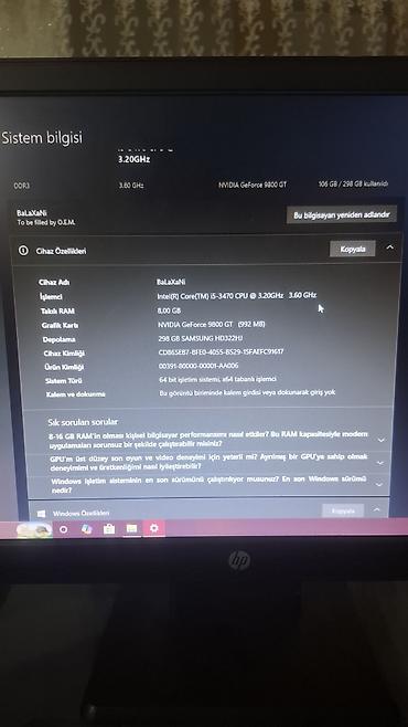 samsung galaxy tab s9: Masaüstü kompüter + HP monitor Texniki göstəricilər: - Prosessor — 2