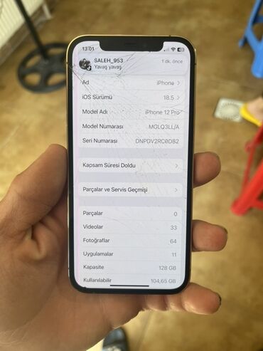 notebook ikinci el: IPhone 12 Pro, 128 ГБ, Золотой, Битый