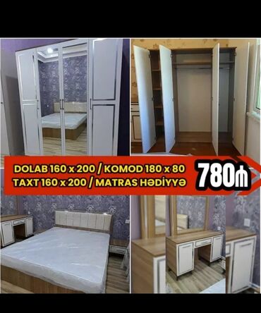 Yataq otağı dəstləri: İkinəfərlik çarpayı, Termo, Dolab, 2 tumba, Azərbaycan, Yeni — 2
