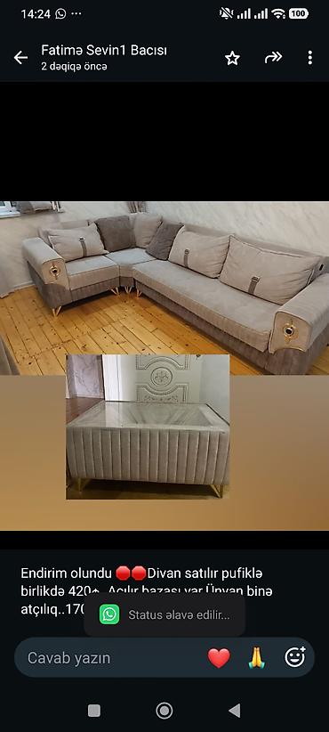 Endirim olundu 🛑🛑Divan satılır pufiklə birlikdə 420₼. Açılır bazası