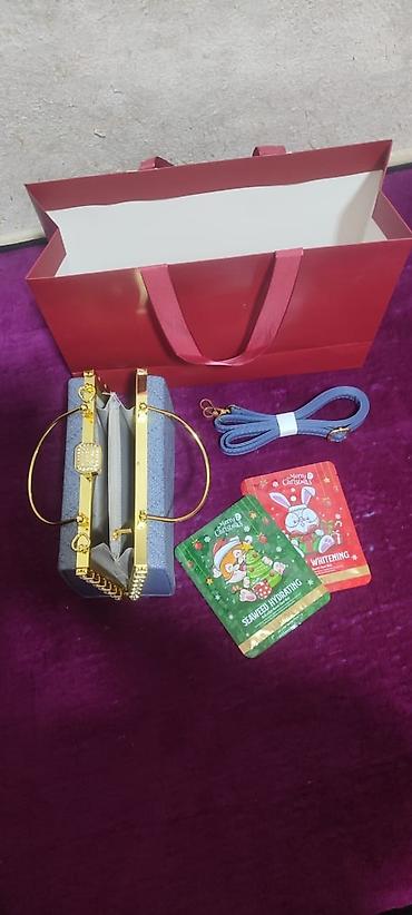 Клатчи: Мини-сумка-клатч с украшенной рамкой - Цвет: серо-голубой - Формат — 12