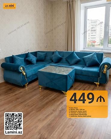 Divan və kreslo dəstləri: Künc divan dəsti - Ölçülər: 280 × 200 sm - Mexanizm: Açılan, bazalı - — 1
