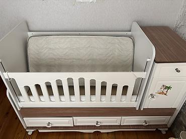 Beşiklər: Uşaq beşiyi – çevik kombi model - Rəng və material: ağ və qəhvəyi — 2