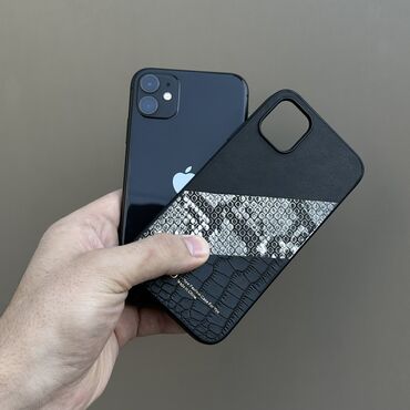 Apple iPhone: IPhone 11, Б/у, 128 ГБ, Черный, Защитное стекло, Чехол, 92 %