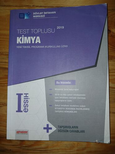 kitab masa: Kimya 1ci hissə test toplusu 2019