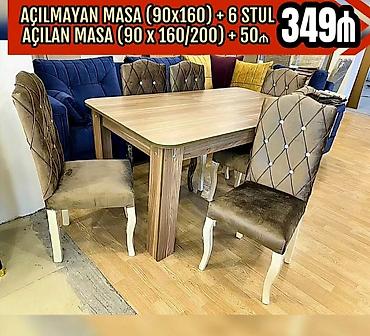 carpayı divan: Qonaq otağı üçün, Yeni, Açılmayan, Dördbucaq masa, 6 stul — 10