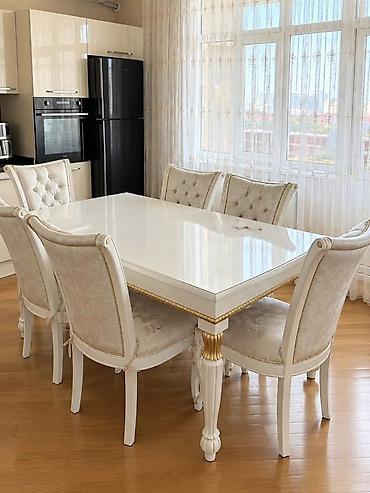 Qonaq otağı üçün, İşlənmiş, Açılmayan, Dördbucaq masa, 6 stul