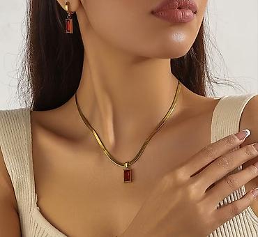moderne zlatne mindjuse: Set nakita “Love Forever” – ogrlica i minđuše u poklon kutiji sa — 3