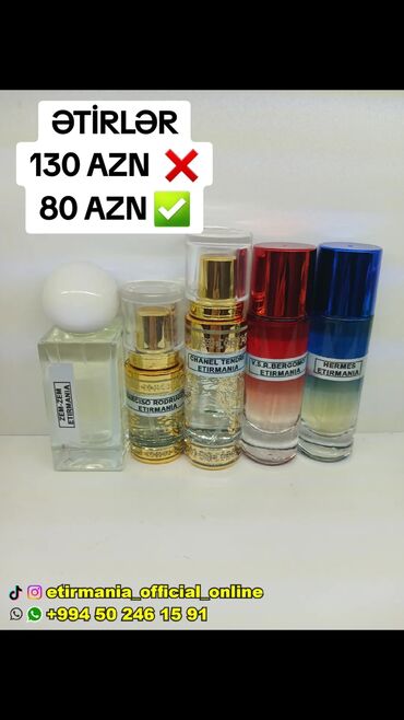 parfum today: ƏTİRLƏR 130 AZN ❌80 AZN ✅ 1. Zem zem 2. NARCİSO Rodriguez 3. Chanel