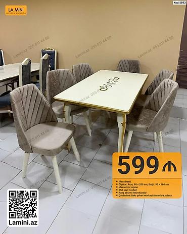 Ev və bağ: Masa dəsti – Kod: 5892 - Dəst: Masa + 6 ədəd stul - Ölçülər: Açıq – — 1
