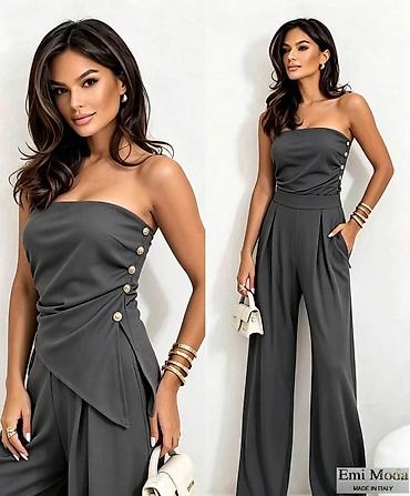 celika: Ženski elegantni kombinezon bez naramenica – Emi Moda, Made in Italy — 2