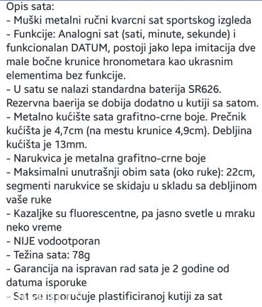 Ručni satovi: Muski metalni kvarcni sat sportskog izgleda,možete poruciti po vasoj — 3