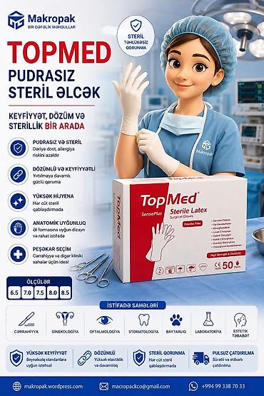 seyif qapıları: 🧤 TOPMED — PUDRASIZ STERİL ƏLCƏK Peşəkar tibbi prosedurlar üçün — 1