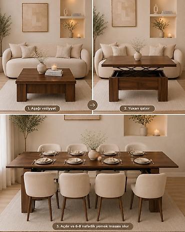 coffee stulları: Transformasiya olunan qəhvə masası – 3 funksiyalı model - 2-si 1-də — 1