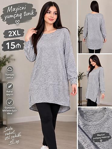 Məhsul: Qadın tunikləri (2XL) 1) Boz mayicni yumşaq tunik - Material