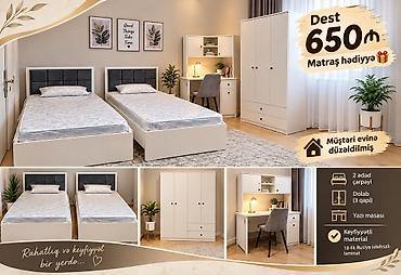 Uşaq/yeniyetmə otağı üçün müasir mebel dəsti Tərkib: - 2 ədəd tək