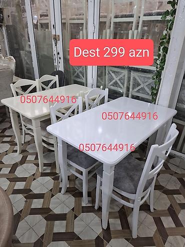 ucuz taxtlar: Mətbəx üçün, Yeni, Açılmayan, Dördbucaq masa, 4 stul — 2