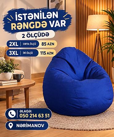 bağ üçün: Pufik kreslo arenda var 20azndir Elde var 2xl orta olcu 85azn 2xl iri — 1