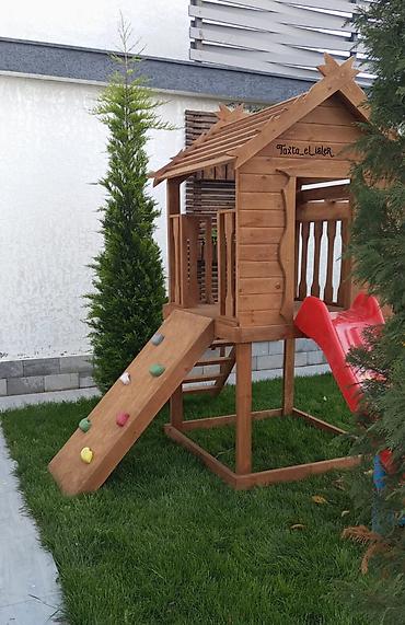 ideal mebel: Həyətyanı sahələr üçün taxta uşaq oyun kompleksi - Material: təbii — 3