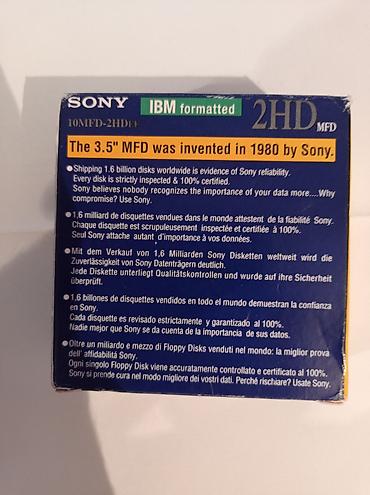 usb dvd: Məhsul: Sony 3.5” (90 mm) 2HD disketlər — High Density, IBM formatlı — 4