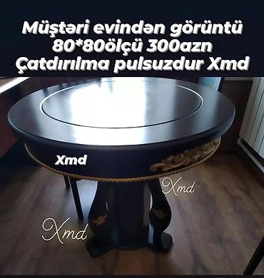 ev stul: - Dairəvi yemək/qonaq masası - Ölçü: 80×80 sm - Material: taxta — 1
