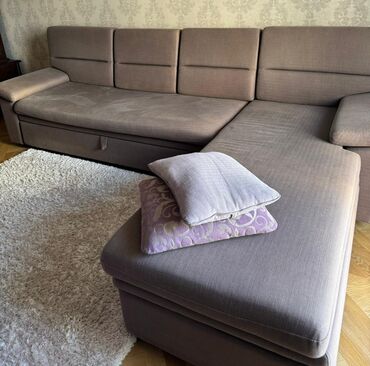 диваны для офиса: Угловой диван, цвет - Коричневый, Б/у