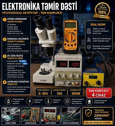 komputer ekran şəkilləri yüklə: * 🔹 VAXUN YX-AK24 Stereo Mikroskop * 🔹 VAXUN PS-305D DC Qida Bloku — 1