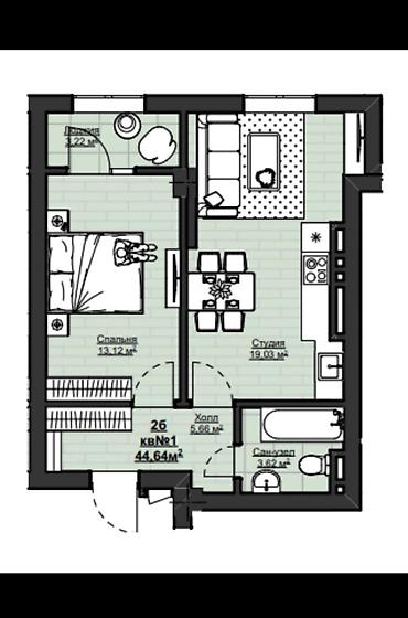 1 комната, 45 м², Асанбай мкр Элитка, 12 этаж, ПСО (под самоотделку) at lalafo.kg 1 комната, 45 м², Асанбай мкр Элитка, 12 этаж, ПСО (под самоотделку)