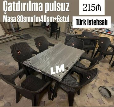 Divanlar: Yeni Plastik masa dəsti📌 Türk istehsalı masa+6STUL 📌 Qiymət: 215₼
