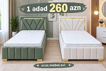 Tək nəfərlik çarpayı — müasir dizayn - Rənglər: yaşıl və ağ (qızılı