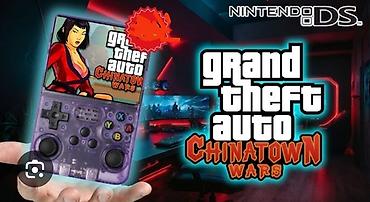 R36S portativ retro oyun konsolu – bənövşəyi şəffaf korpus Gta kimi