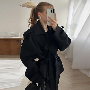 тренч новый: Пальто, Тренчкот, Осень-весна, Короткая модель, С поясом, S, M, L — 2