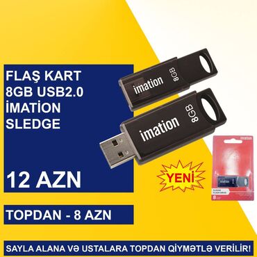 Klaviaturalar: Flaş Kart “8GB USB2.0 İMATİON SLEDGE” SAYLA ALANA VƏ USTALARA TOPDAN