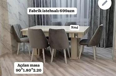 Masa və oturacaq dəstləri: Yemək otağı üçün modern masa-stul dəsti - Komplekt variantları: - — 51