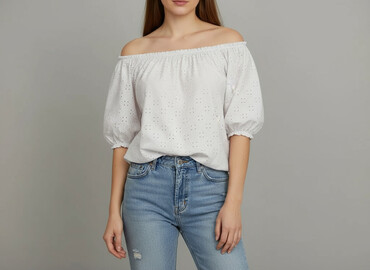 bluzki oversize opadające ramię: Bluzka damska, rozmiar S