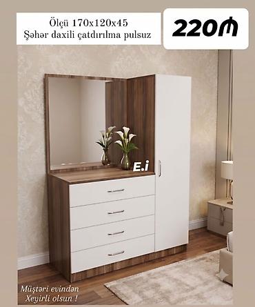 Komodlar: - Məhsul: Güzgülü komod-dolab dəsti - Ölçü: 170 x 120 x 45 sm - — 1