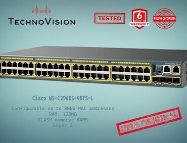 ruter modem: Cisco Catalyst WS-C2960S-48TS-L ✔️Sertifikasiyadan keçmiş təcrübəli