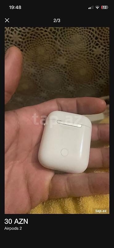 airpods 2 ikinci el: İşlənmiş Simsiz (Bluetooth) Qulaqcıqlar, Apple, rəng - Ağ — 3