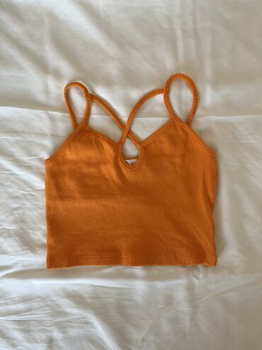 crop top majice new yorker: S (EU 36), Cotton, Single-colored, color - Orange