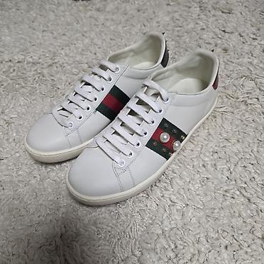 кеды gucci: Кроссовки, 37, 37.5, 38, Gucci, Б/у, цвет - Белый, Бесплатная доставка, Самовывоз, Платная доставка — 1